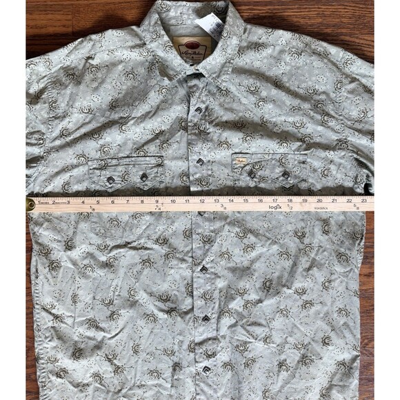 Larry Mahan Western Shirt Diamond Pearl Snap Men XL Paisley Floral Sawtooth - Picture 7 of 12